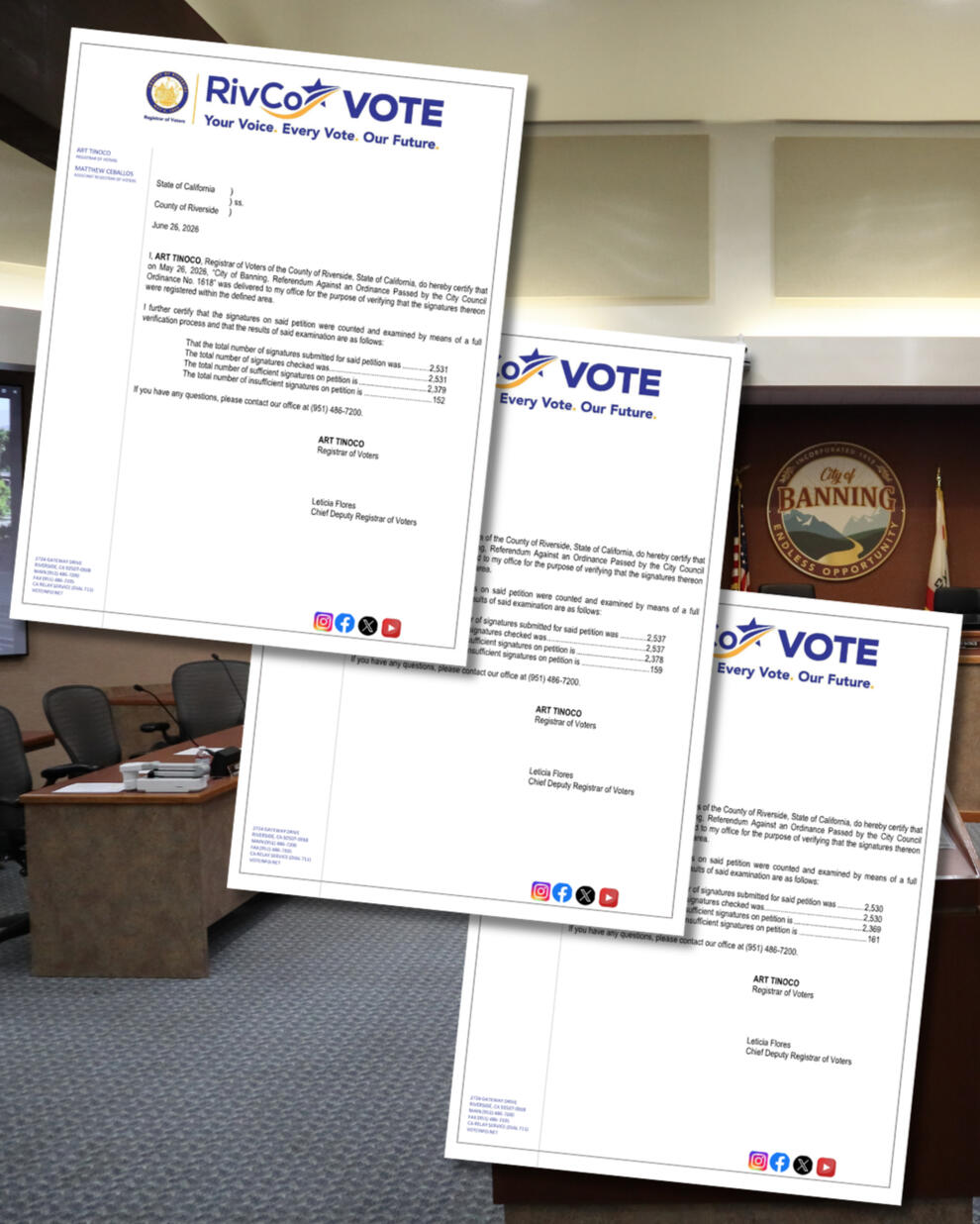 June 26, 2026 Official Certification from the Riverside County ROV Official County Certification Confirms Referendum Victory